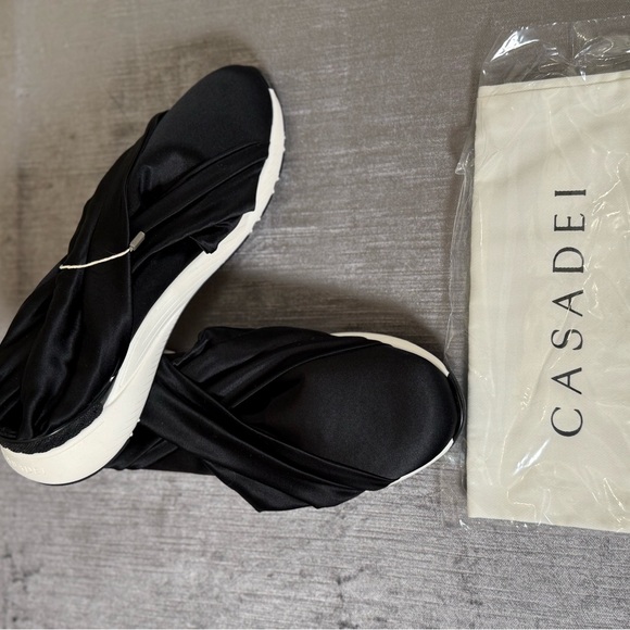Casadei Satin Stretch Sneakers Black EU 40 New NIB - Picture 3 of 8